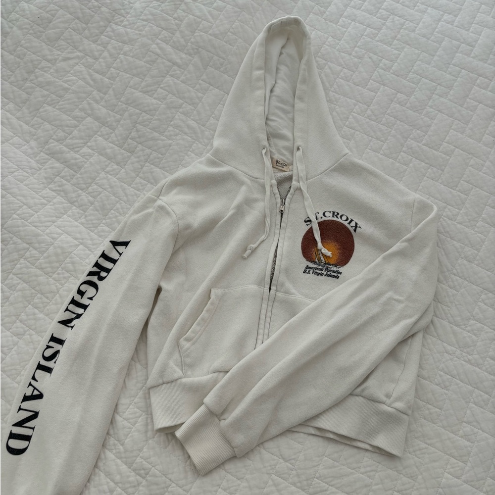 Brandy Melville J. Galt St Croix Cropped Zip up Hoodie